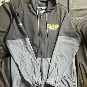 Under Armour Black & Gray UAB Football Hooded Windbreaker